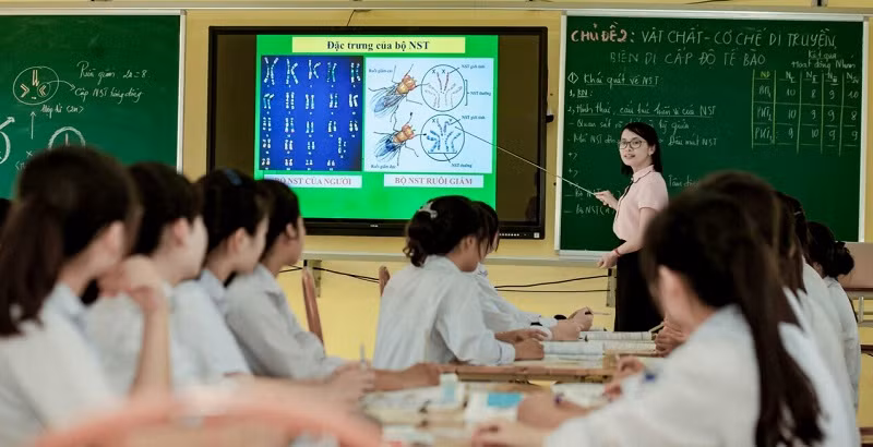 Một lớp học của Trường THPT Lục Nam (Bắc Giang). Ảnh: NVCC