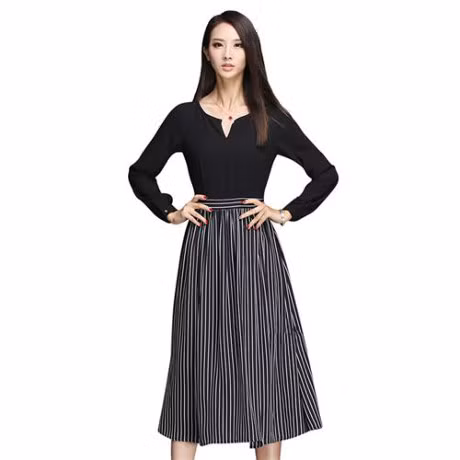 Cach mix ao so mi dai tay voi chan vay dep - Anh 4