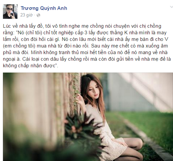 Trương Quỳnh Anh lại “bóng gió” về hôn nhân rạn nứt ảnh 3 Cô chia sẻ những bài viết ám chỉ về hôn nhân không hạnh phúc