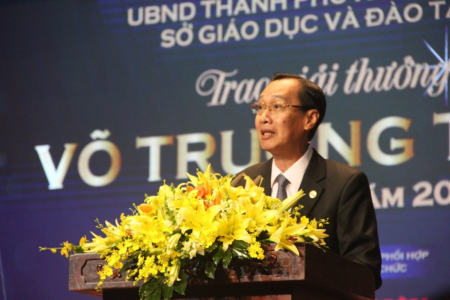 Phó Chủ tịch Thường trực UBND TP.HCM Lê Thanh Liêm phát biểu tại lễ trao giải thưởng Võ Trường Toản năm 2019