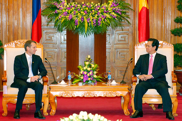 Thủ tướng Nguyễn Tấn Dũng hội kiến Chủ tịch Duma Quốc gia Nga Sergegy Yevgenyevich Naryshkin