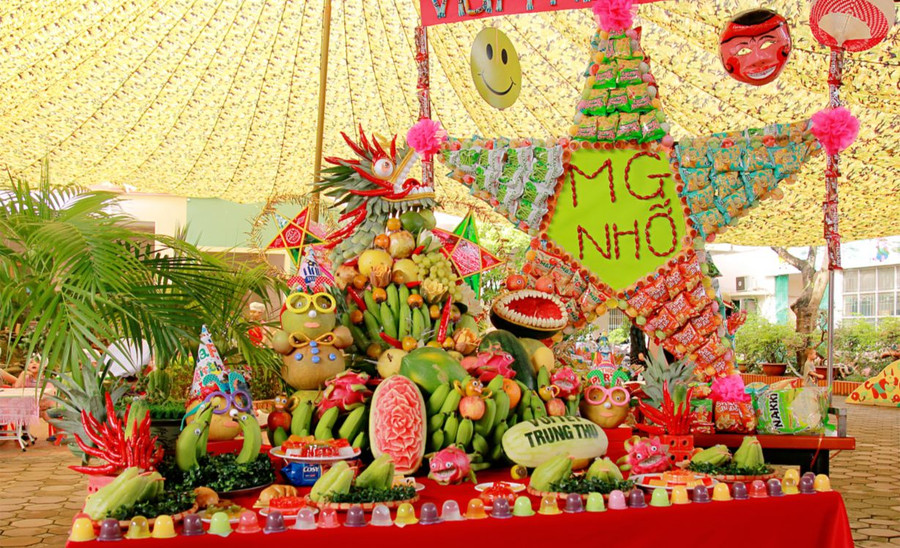 Mâm ngũ quả của tổ công đoàn Trường Mầm non 19-5 thành phố Thái Nguyên. Ảnh: ITN. Mâm ngũ quả của tổ công đoàn Trường Mầm non 19-5 thành phố Thái Nguyên. Ảnh: ITN.