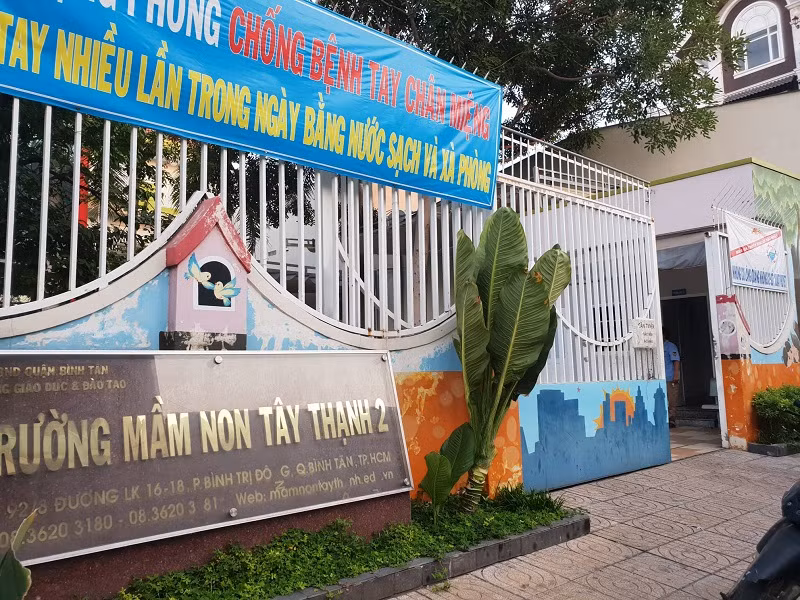 Trường Mầm non Tây Thạnh, nơi xảy ra sự việc 