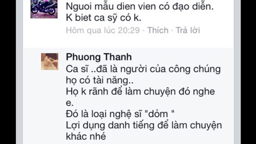 Phương Thanh suy ngẫm sự việc người mẫu bán dâm ảnh 1 Phuong Thanh len tieng phe phan nghe gai goi cao cap