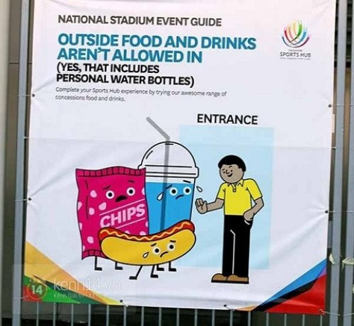 Những thức ăn chuẩn bị từ bên ngoài không được mang vào SVĐ.