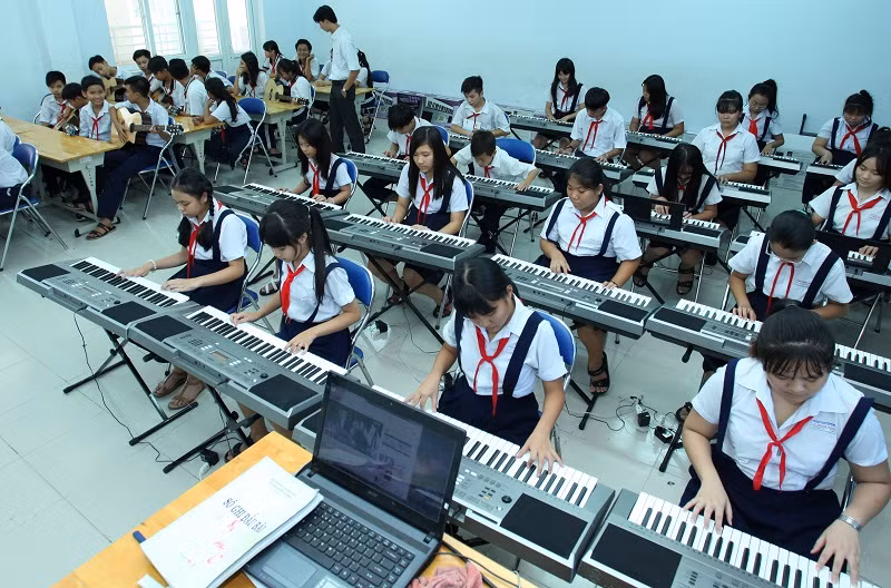 Một tiết học Âm nhạc của học sinh THCS TPHCM.