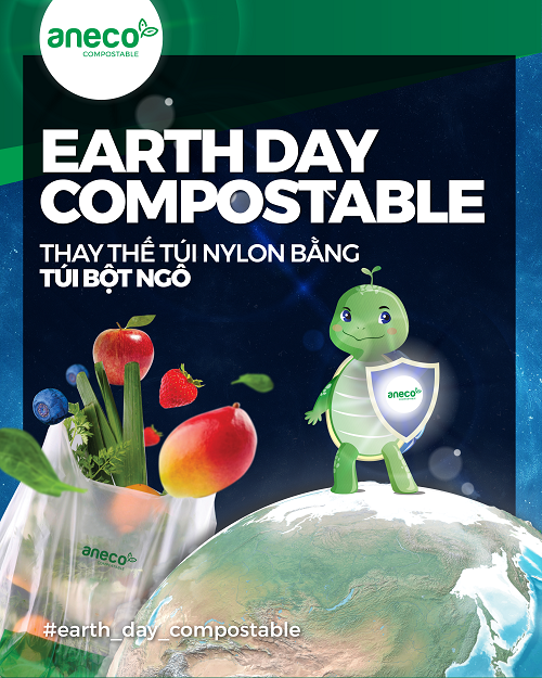 Chiến dịch Earth Day Compostable – Giảm thiểu túi nilon và thay thế bằng túi bột ngô AnEco Chiến dịch Earth Day Compostable – Giảm thiểu túi nilon và thay thế bằng túi bột ngô AnEco