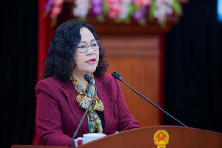 Thứ trưởng Bộ GD&amp;ĐT Ngô Thị Minh phát biểu tại Hội nghị Sơ kết 2 năm thực hiện Nghị định số 105/2020/NĐ-CP.