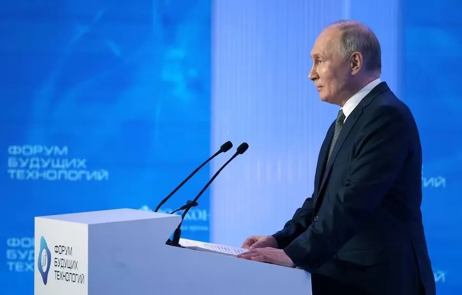 Tổng thống Nga Vladimir Putin phát biểu tại Diễn đàn Công nghệ Tương lai tại Moscow ngày 14/2/2024. 