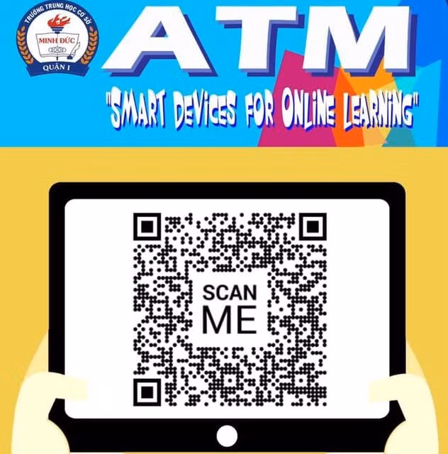 Trường THCS Minh Đức, Quận 1 triển khai chương trình ATM điện thoại, máy tính để hỗ trợ học sinh thiếu thiết bị học tập online vào hồi tháng 8/2021. Ảnh minh họa 