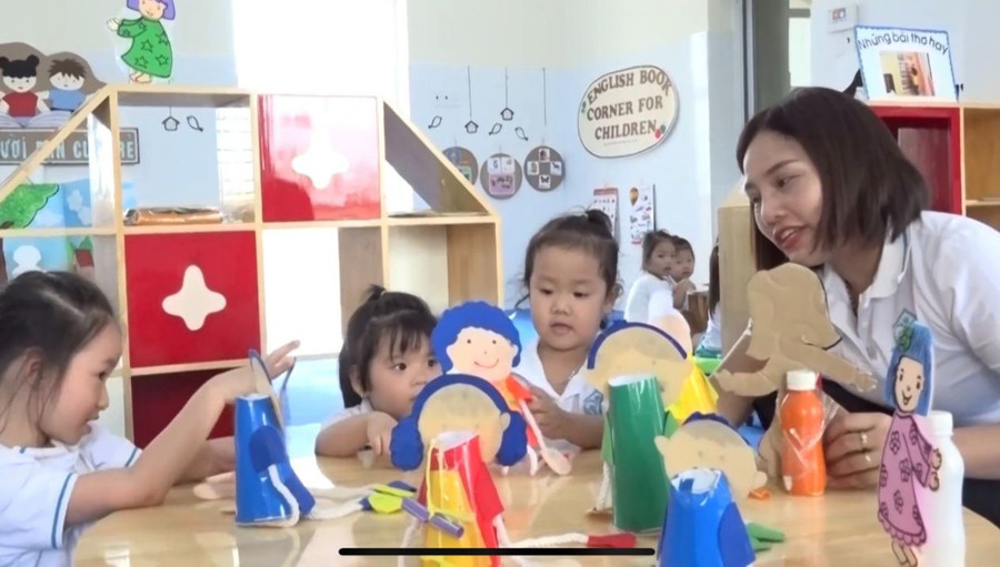 Góc hoạt động của trẻ Trường Mầm non Nhi Đức.