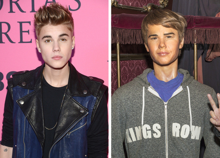 Tượng sáp của Justin Bieber được phủ một màu da nâu nhưng hơi quá... tay. Tượng sáp của Justin Bieber được phủ một màu da nâu nhưng hơi quá... tay.