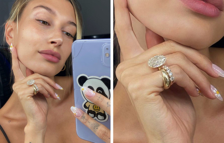 Nhẫn đính hôn của Hailey Baldwin trị giá khoảng 500.000 USD (hơn 11.7 tỷ đồng).