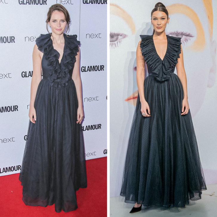 Felicity Jones và Bella Hadid. Felicity Jones và Bella Hadid.