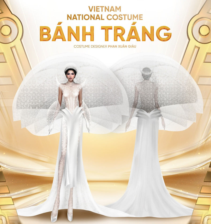 Thanh Thanh Huyền lựa chọn bộ trang phục dân tộc lấy cảm hứng từ &apos;bánh tráng&apos;.