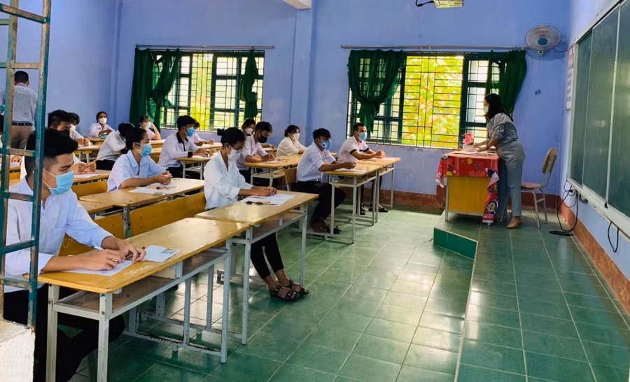 Phòng thi tốt nghiệp THPT tại Trường THCS &amp; THPT Bắc Ái (Bắc Ái, Ninh Thuận). Ảnh: TG