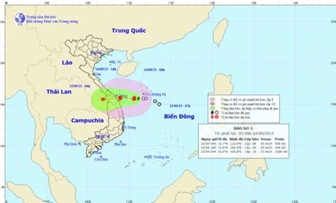 Dự báo hướng đi của bão số 3