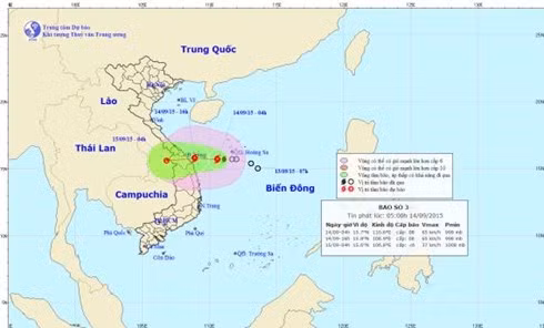 Dự báo hướng đi của bão số 3