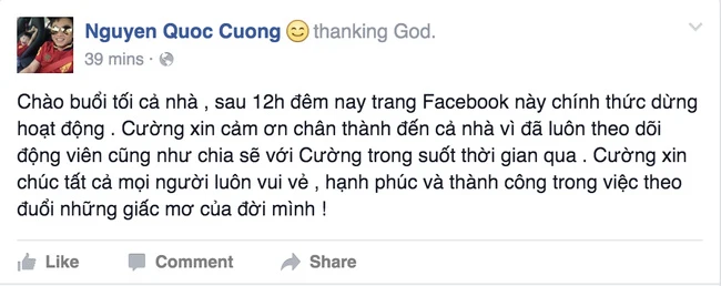 Cường Đô La tuyên bố đồng loạt "đóng cửa" Facebook và Instagram