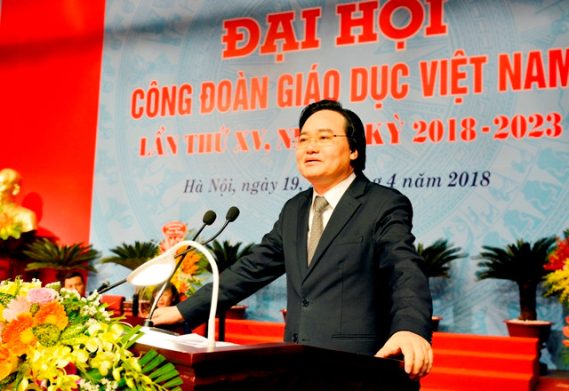 Bộ trưởng Bộ GD&ĐT Phùng Xuân Nhạ phát biểu tại Đại hội Công đoàn Giáo dục Việt Nam