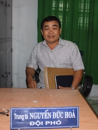 Trung tá Nguyễn Đức Hòa, một điều tra viên tham gia phá vụ án. Mô tả ảnh.