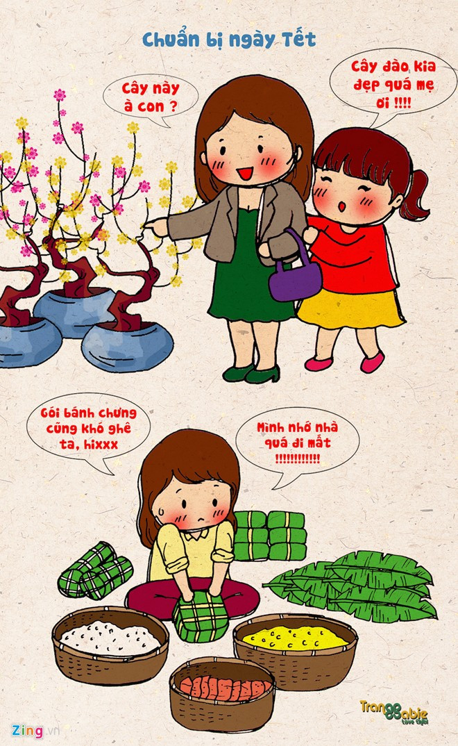 Khi ở nhà, các bạn trẻ có thể cùng cha mẹ đi mua sắm, không phải lo liệu quá nhiều việc trước Tết thì lúc xa nhà, nếu muốn có không khí năm mới, du học sinh phải tự tay trang trí nhà, gói bánh chưng... 5 sự khác biệt giữa học sinh và du học sinh ngày tết