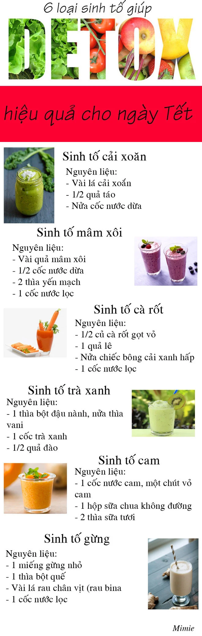 6 loại sinh tố hiệu quả cho ngày Tết