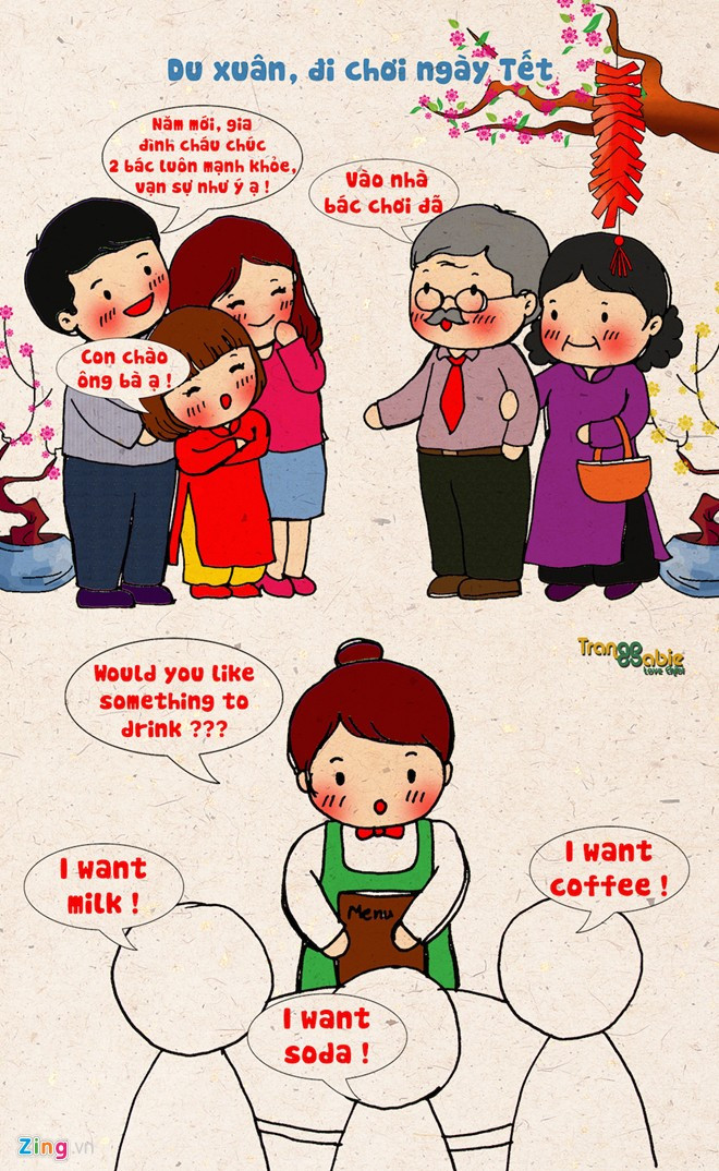 Mọi người thường cùng gia đình mình đi chúc Tết họ hàng, người thân vào những ngày đầu năm mới. Tuy nhiên, các bạn trẻ học tập tại nước ngoài lại không thể làm được điều này, họ chỉ có thể đi du lịch, làm thêm sau những giờ học trên lớp vào dịp Tết cổ truyền. 5 sự khác biệt giữa học sinh và du học sinh ngày tết