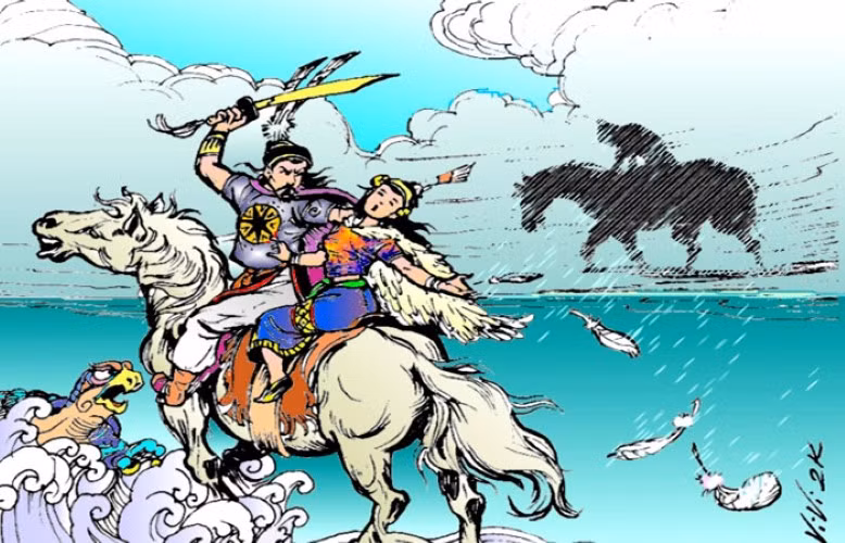 Hành động tuốt kiếm chém Mị Châu của An Dương Vương chứng tỏ sự tỉnh ngộ muộn màng của nhà vua trước bi kịch mất nước. Ảnh minh họa: IT