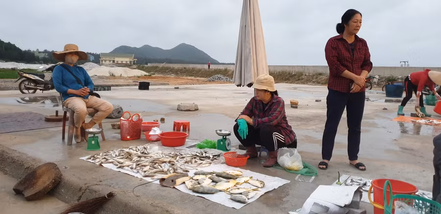 Mặt trời lên cao cũng là lúc chợ cá Quan Lạn dần tan