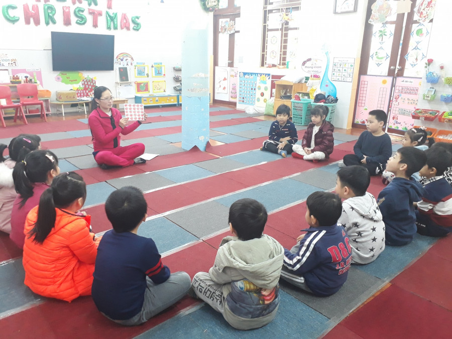 Lớp Mẫu giáo lớn 1, Trường Mầm non An Dương (quận Lê Chân) trong giờ học