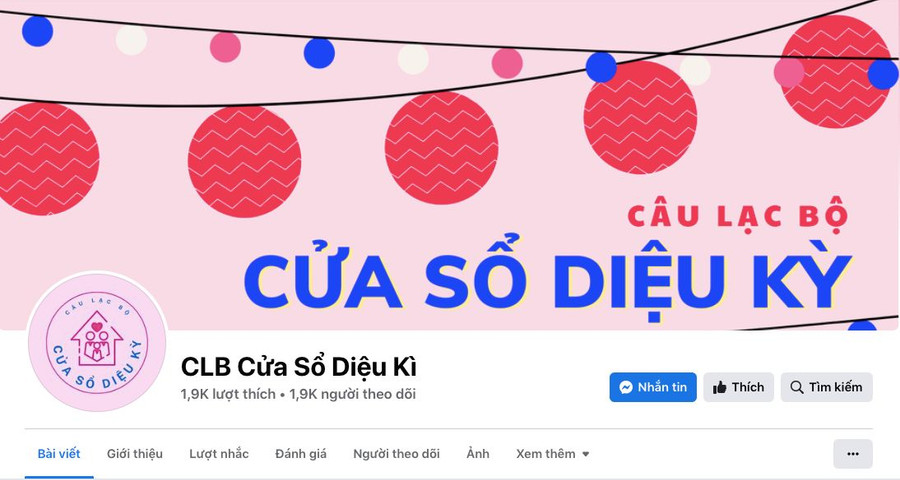 Fanpage facebook “Câu lạc bộ Cửa sổ diệu kỳ”. Ảnh chụp màn hình.