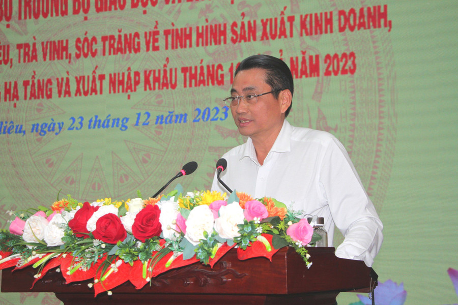 Ông Nguyễn Quỳnh Thiện - Phó Chủ tịch UBND tỉnh Trà Vinh phát biểu tại buổi làm việc. Ông Nguyễn Quỳnh Thiện - Phó Chủ tịch UBND tỉnh Trà Vinh phát biểu tại buổi làm việc.