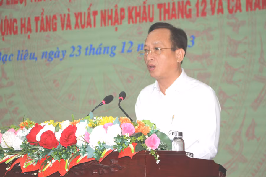 Ông Phạm Văn Thiều - Chủ tịch UBND tỉnh Bạc Liêu phát biểu tại buổi làm việc.