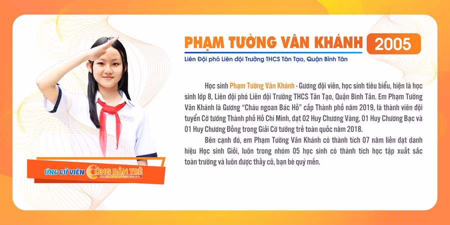 Phạm Tường Vân Khánh vinh dự nhận giải thưởng Công dân trẻ tiêu biểu TP.HCM 2019. Ảnh: Thành đoàn TP.HCM