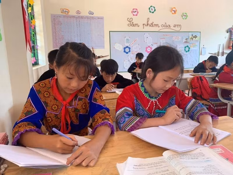 HS Trường PTDTBT Tiểu học số 1 Sín Chéng, Si Ma Cai, Lào Cai. Ảnh: Đức Trí