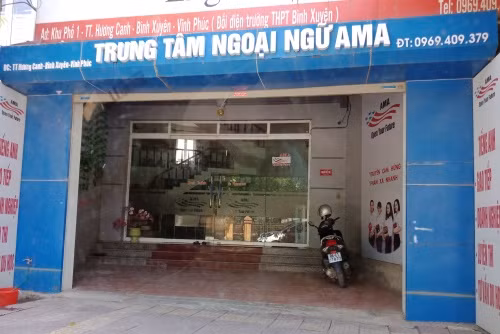 Trung tâm ngoại ngữ AMA tại khu phố 1, thị trấn Hương Canh, huyện Bình Xuyên, tỉnh Vĩnh Phúc. Ảnh: báo Thời đại 