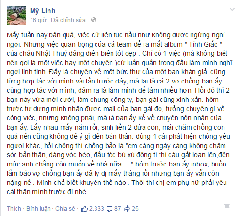 Xót xa câu chuyện hôn nhân địa ngục của ca sĩ Mỹ Linh - Ảnh 1