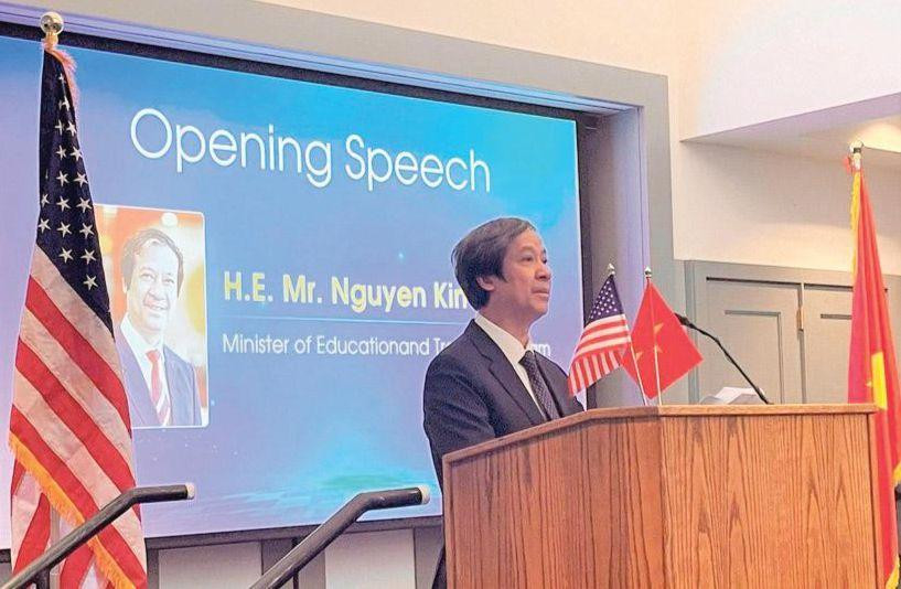Bộ trưởng Bộ GD&amp;ĐT Nguyễn Kim Sơn phát biểu khai mạc tại Diễn đàn hợp tác giáo dục Việt Nam - Hoa Kỳ.