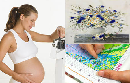 Mẹ bầu nên hay không nên thêu tranh chữ thập? Mô tả ảnh.