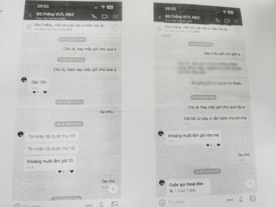 Đoạn trao đổi qua lại giữa người nhà bé L.A.T và ông N.Q.T. (Ảnh: NNCC) Đoạn trao đổi qua lại giữa người nhà bé L.A.T và ông N.Q.T. (Ảnh: NNCC)