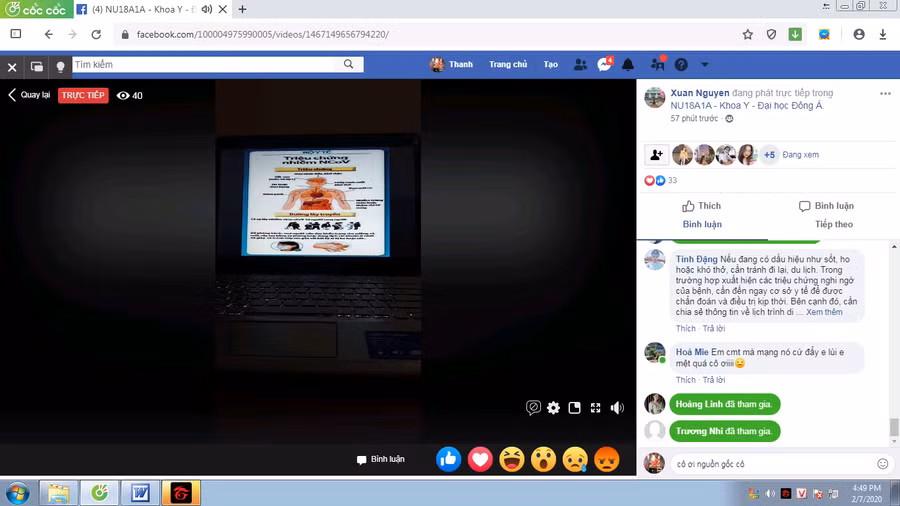 Một lớp học trực tuyến của trường ĐH Đông Á, SV vẫn “bị” điểm danh.