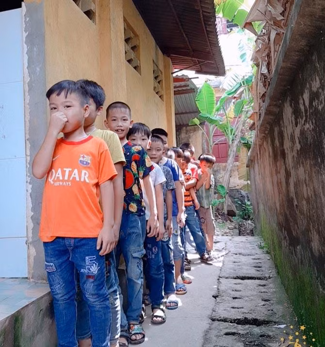 Học sinh Trường Tiểu học Liên Hòa (Lập Thạch, Vĩnh Phúc). Ảnh: INT