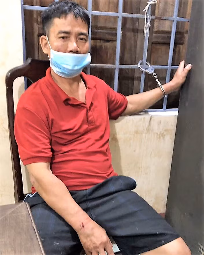 Đối tượng Cường tại cơ quan Công an.