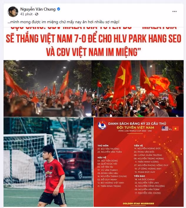 Nhạc sĩ Nguyễn Văn Chung chia sẻ dòng trạng thái khá hài hước nhưng không kém phần sâu cay.