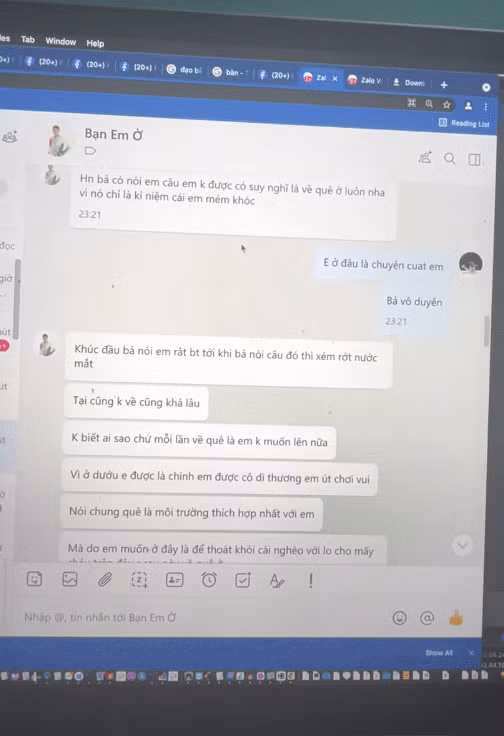 Đoạn tin nhắn được cho là của Hồ Văn Cường.