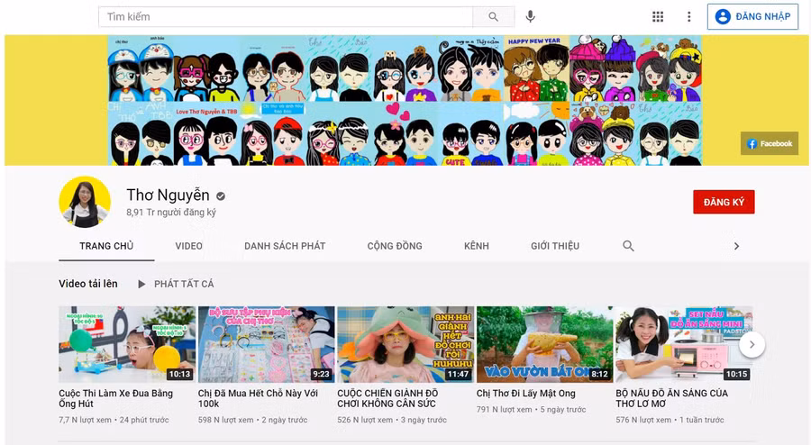 Kênh YouTube của Thơ Nguyễn có hơn 8 triệu người theo dõi.