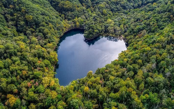 Đẹp lịm tim hồ nước hình trái tim tự nhiên duy nhất ở Nhật Bản ảnh 1