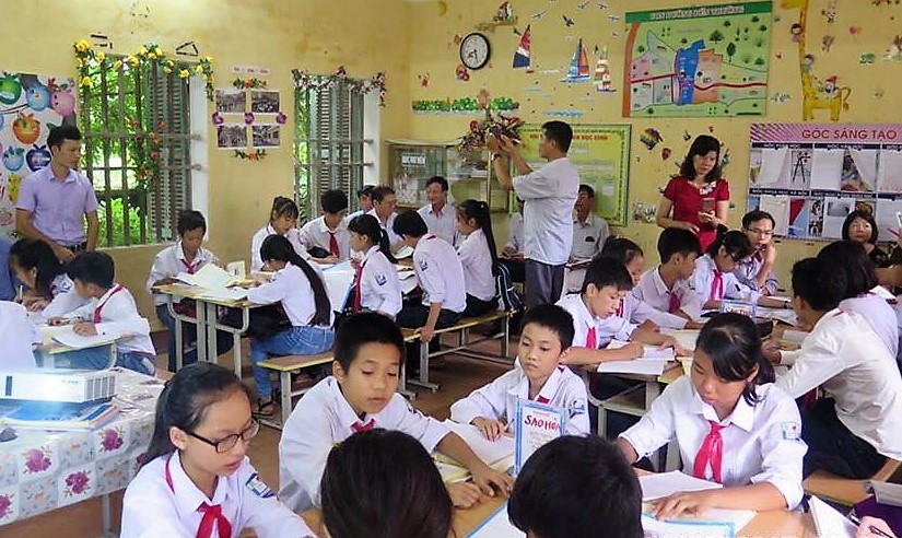 Các trường bạn đến trường THCS Nhuế Dương học tập kinh nghiệm tổ chức lớp học theo mô hình Trường học mới