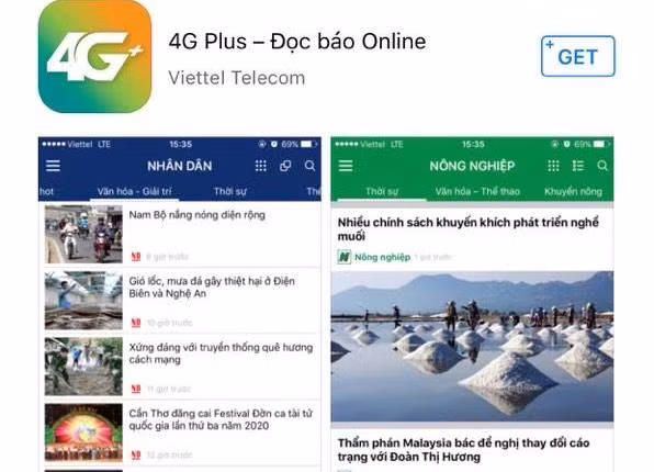 Giao diện tải ứng dụng 4G Plus